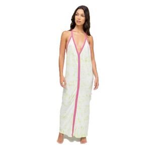 $120 Pitusa Beachwear Cover Up Maxi Dress - Green Pink - Small